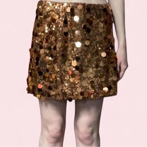 Sequin Gold Copper Mini Skirt